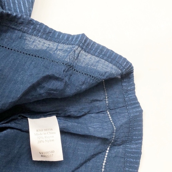 Coldwater Creek navy blue striped shimmer button down top - Picture 5 of 6